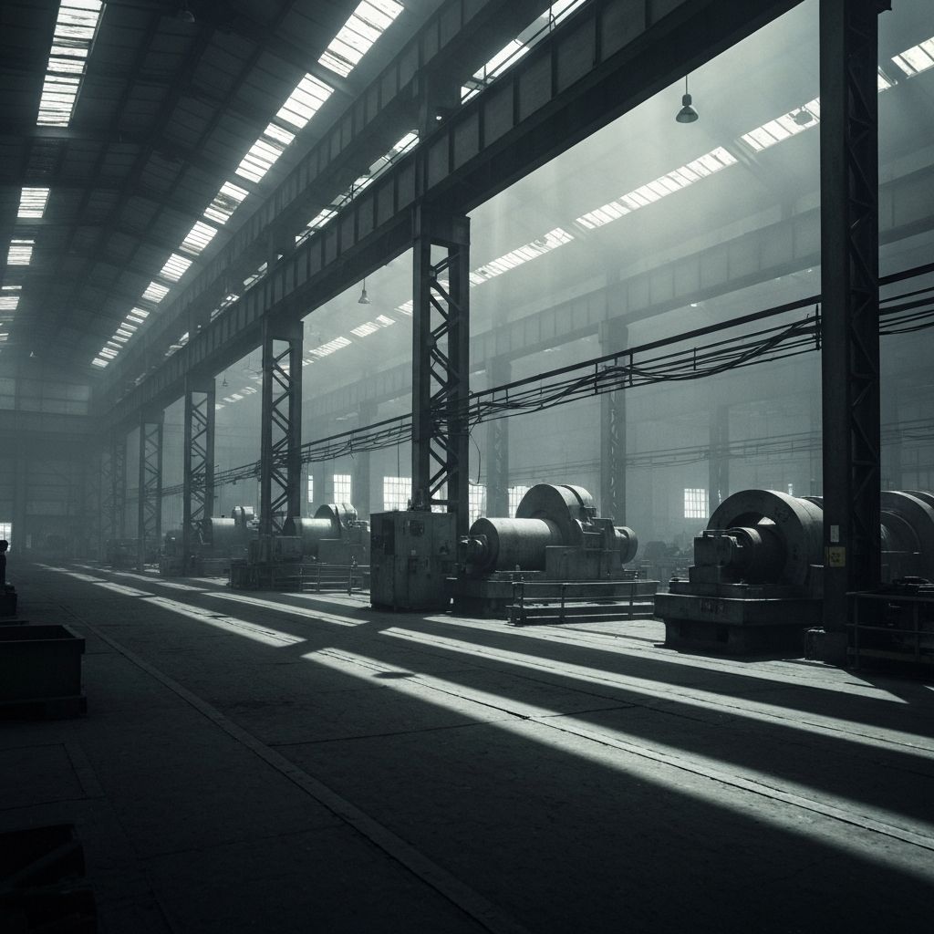 Ambiente industrial com máquinas e equipamentos